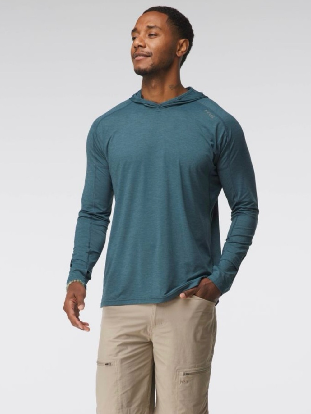 NRS Men’s Silkweight Hoodie UPF 50‎ Thumbholes XS Blue Performance